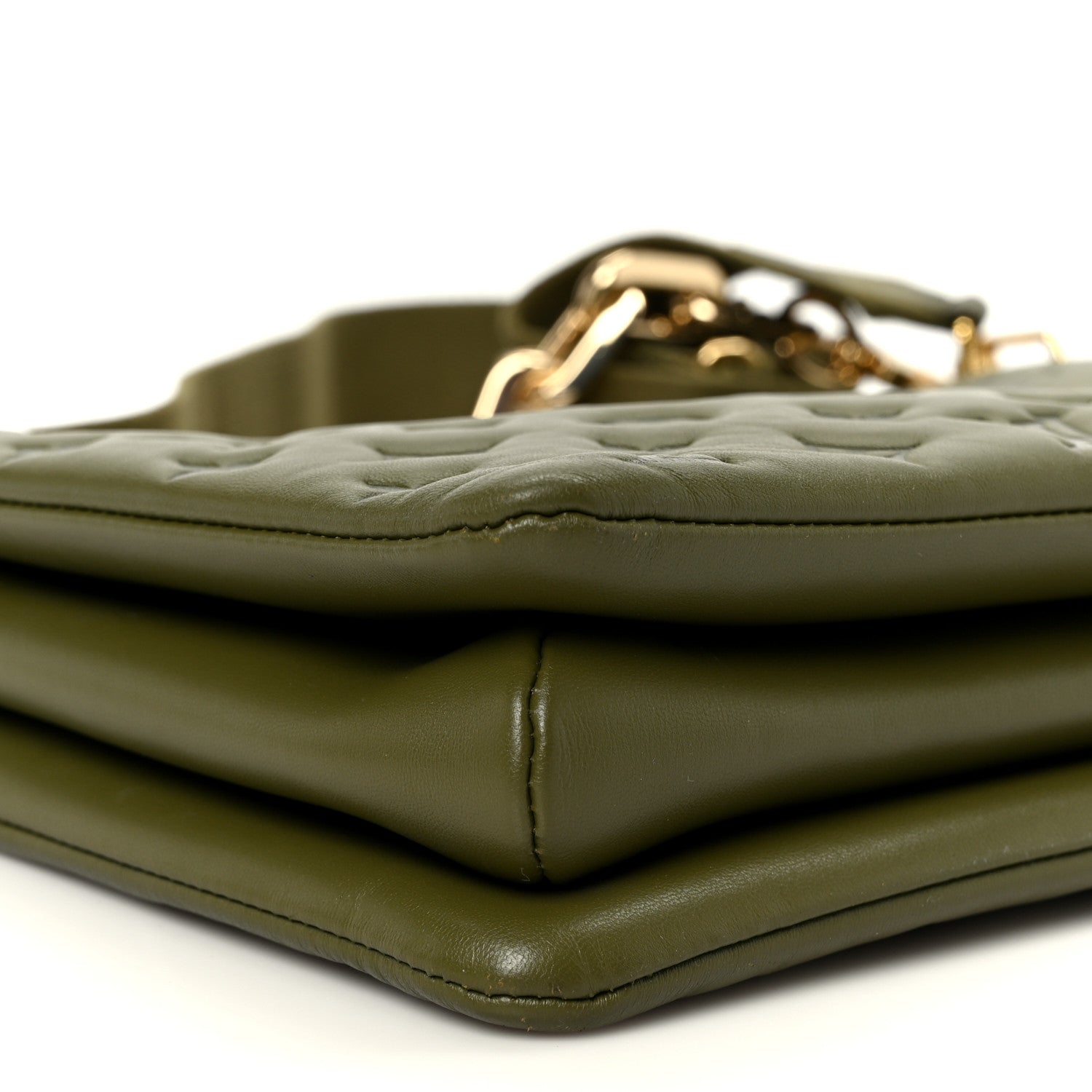 Louis Vuitton Lambskin Embossed Monogram Coussin MM Khaki