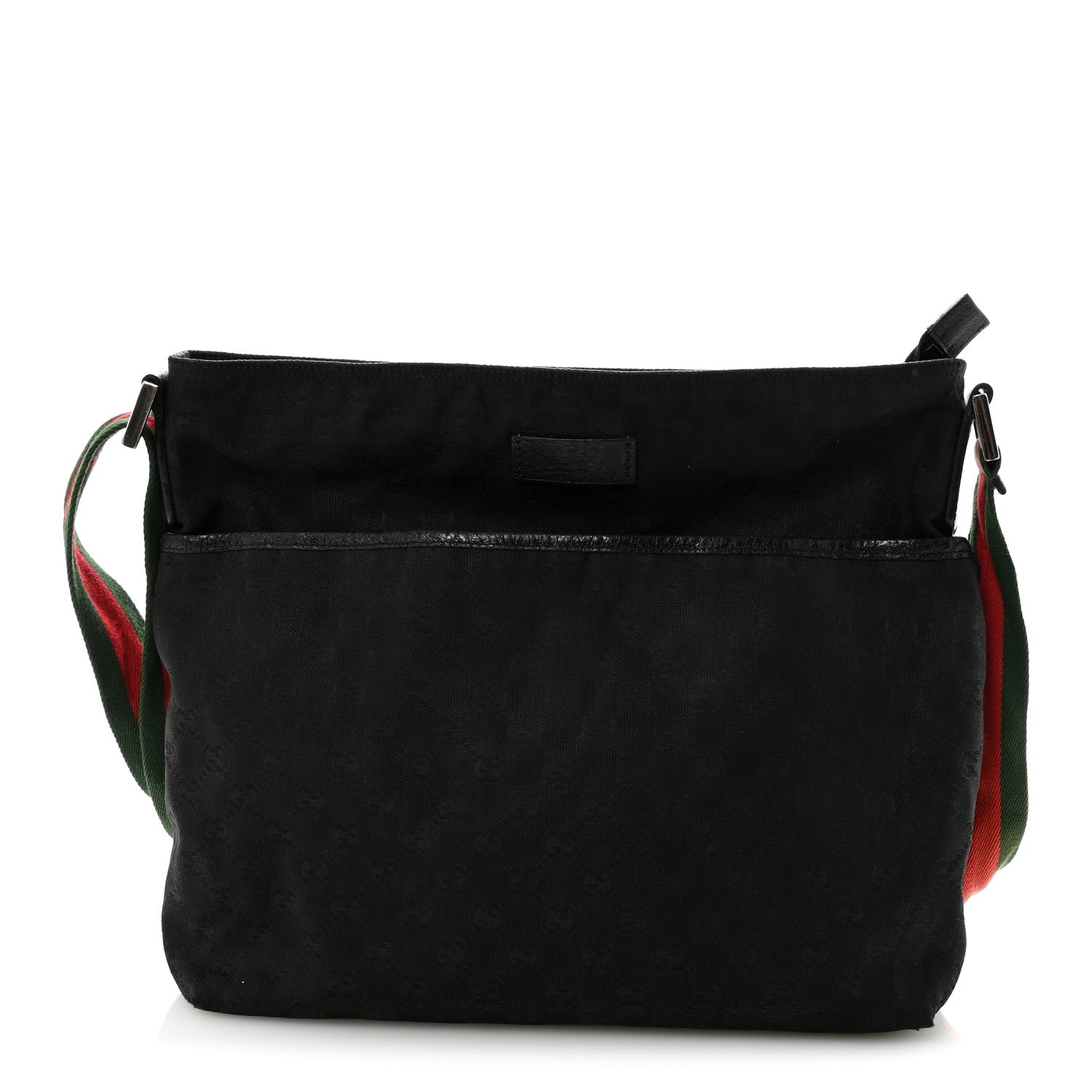 Gucci Monogram Web Medium Flat Messenger Bag Black