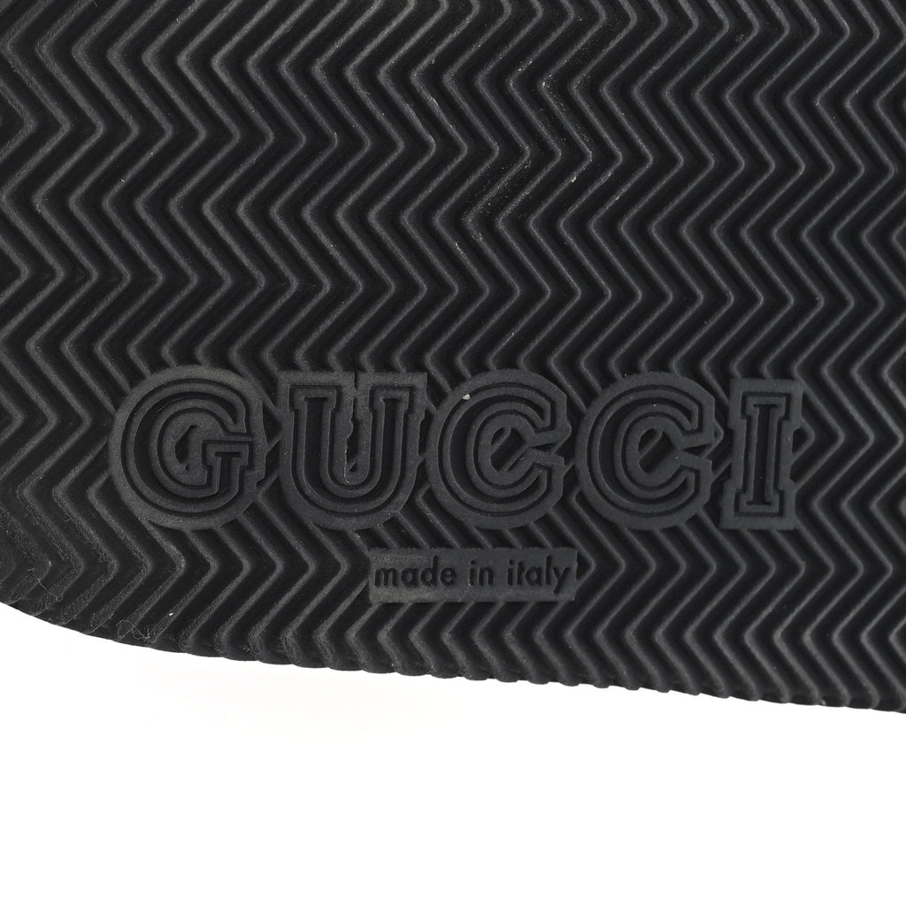 Gucci Rubber Web Womens Interlocking G Slide Sandals 40 Black Green Red