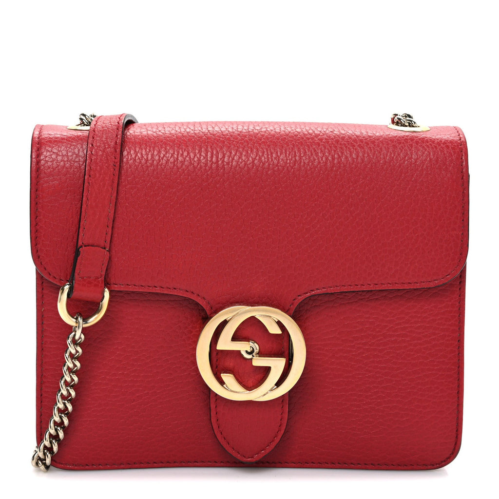Gucci Dollar Calfskin Small Interlocking G Shoulder Bag Red