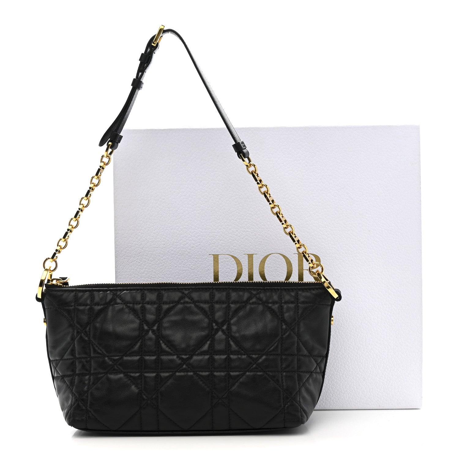 Christian Dior Lambskin Macrocannage DiorStar Hobo Bag Black
