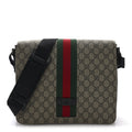 Gucci GG Supreme Monogram Web Flap Messenger Bag Black