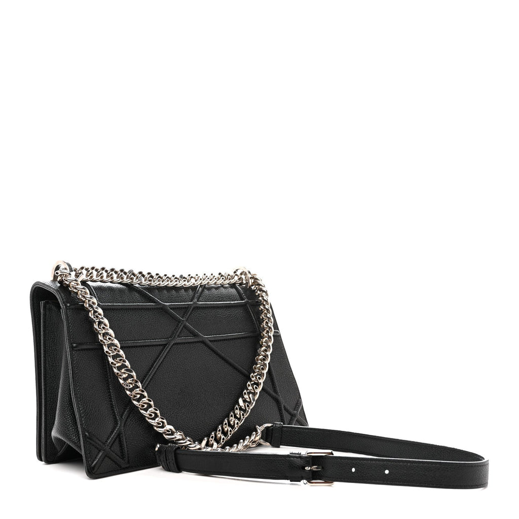 Christian Dior Grained Calfskin Medium Diorama Flap Bag Black