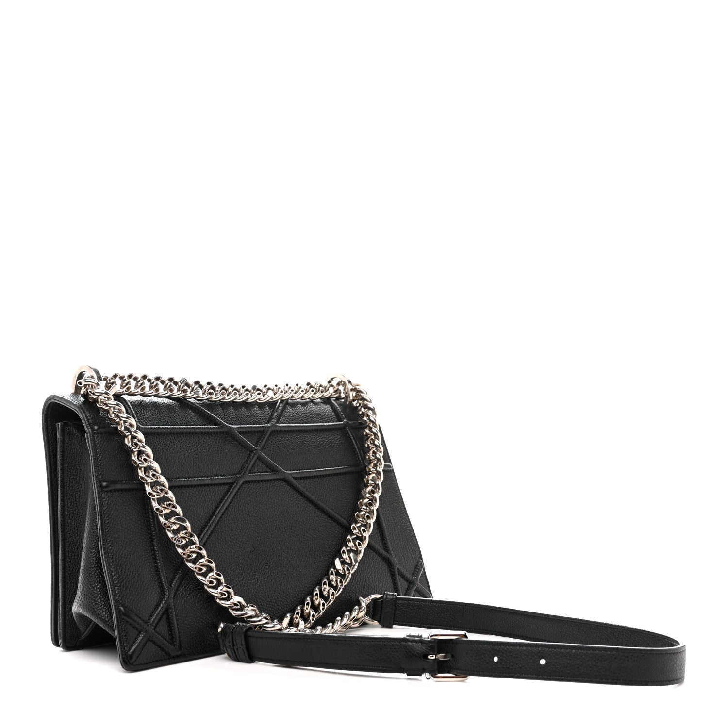 Christian Dior Grained Calfskin Medium Diorama Flap Bag Black