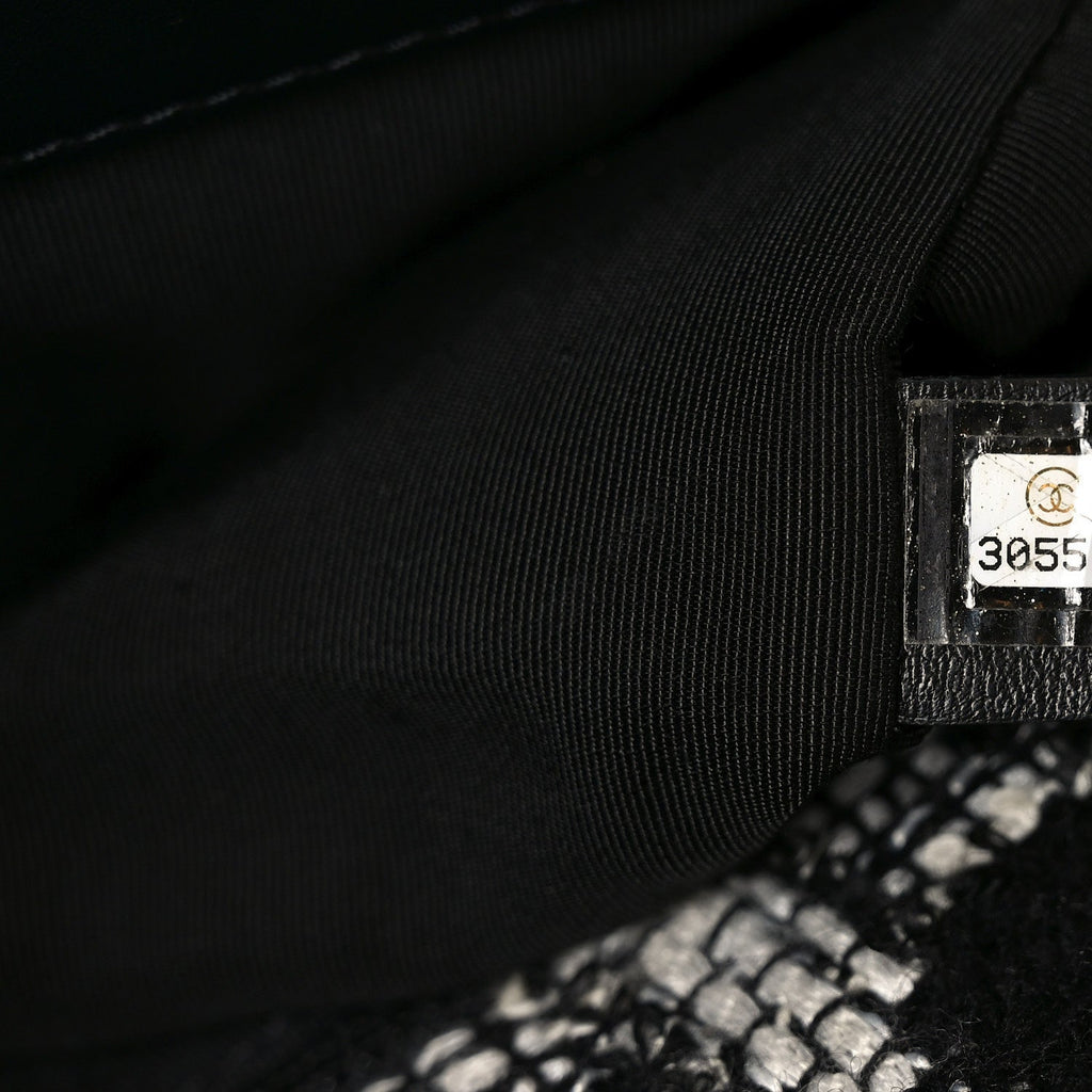 Chanel Tweed Quilted Maxi Chanel 19 Flap Black White