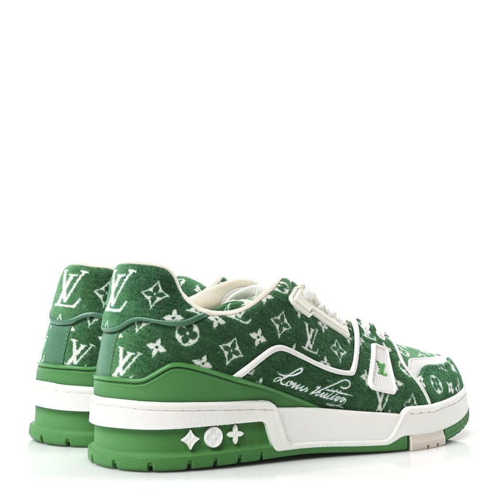 Louis Vuitton Jacquard Velvet Monogram Mens LV Trainer Sneakers 9 Vert