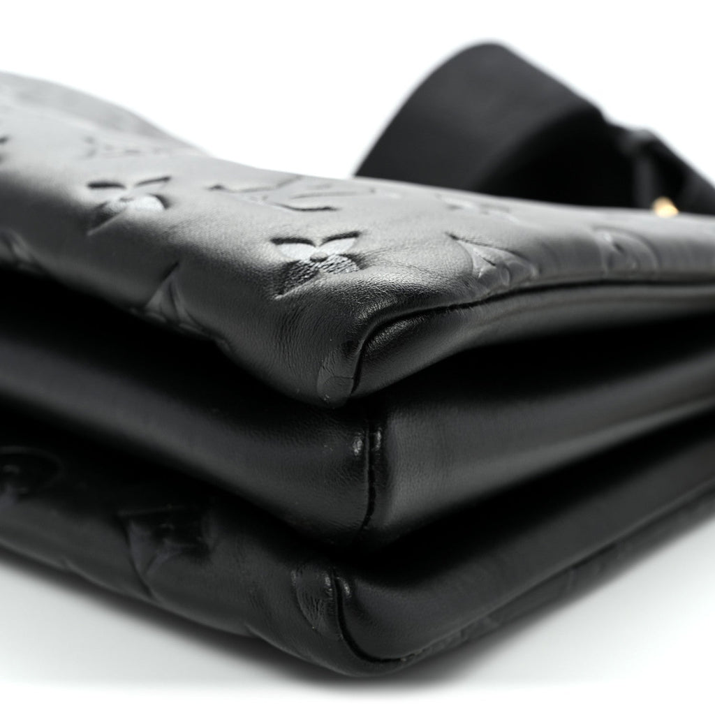 Louis Vuitton Lambskin Embossed Monogram Coussin PM Black