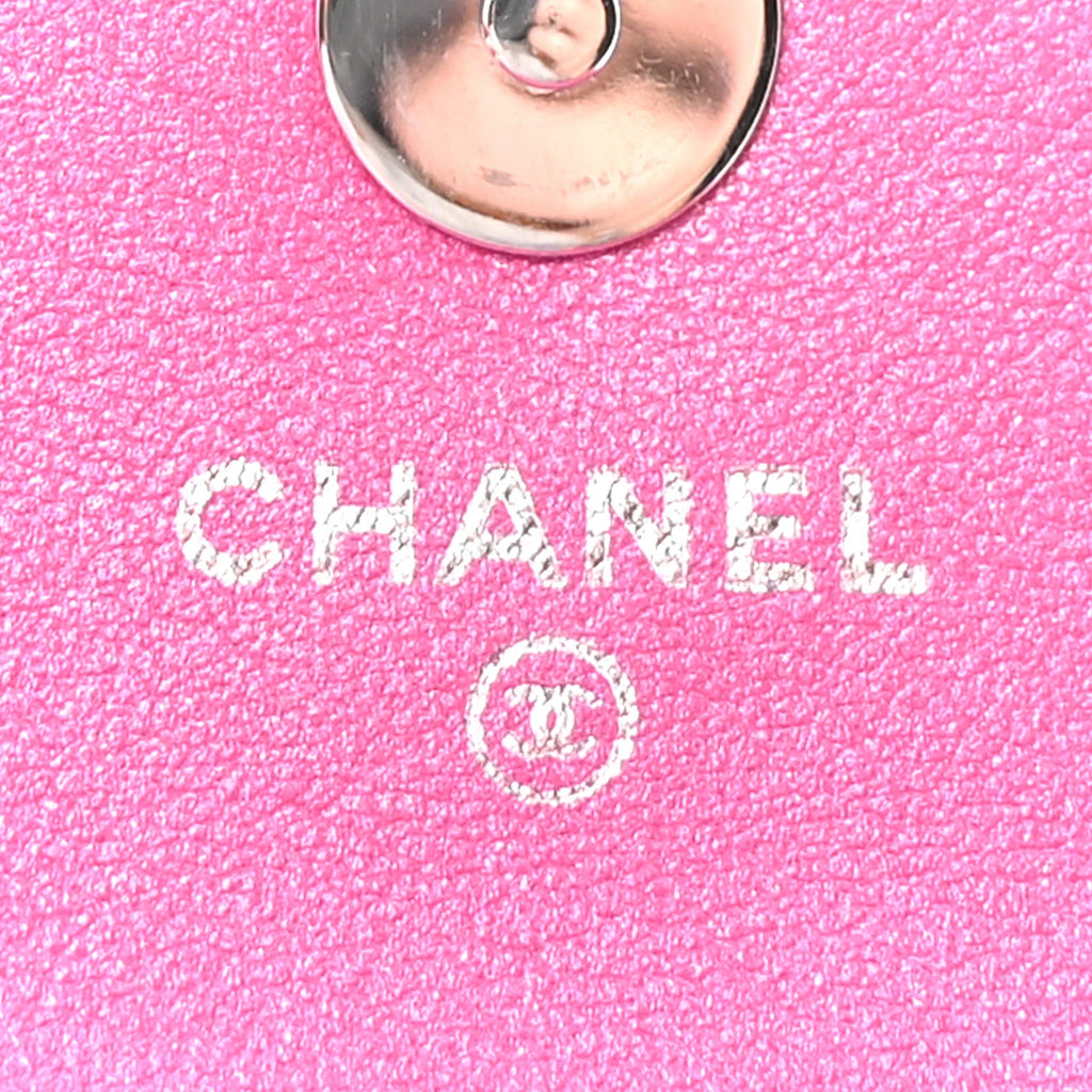 Chanel Patent Lambskin Quilted CC Hook Card Holder Pink