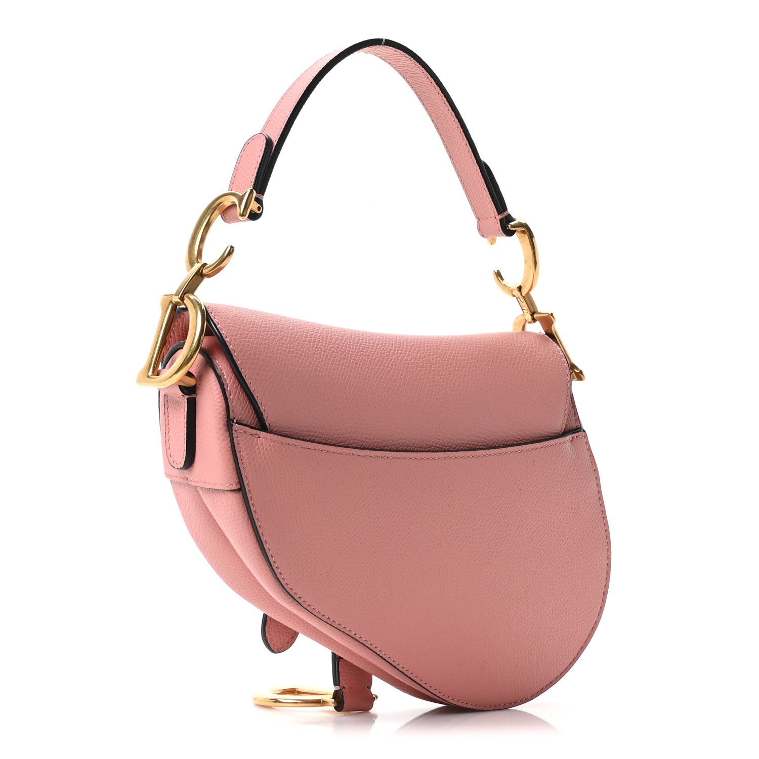 Christian Dior Grained Calfskin Mini Saddle Bag Pink