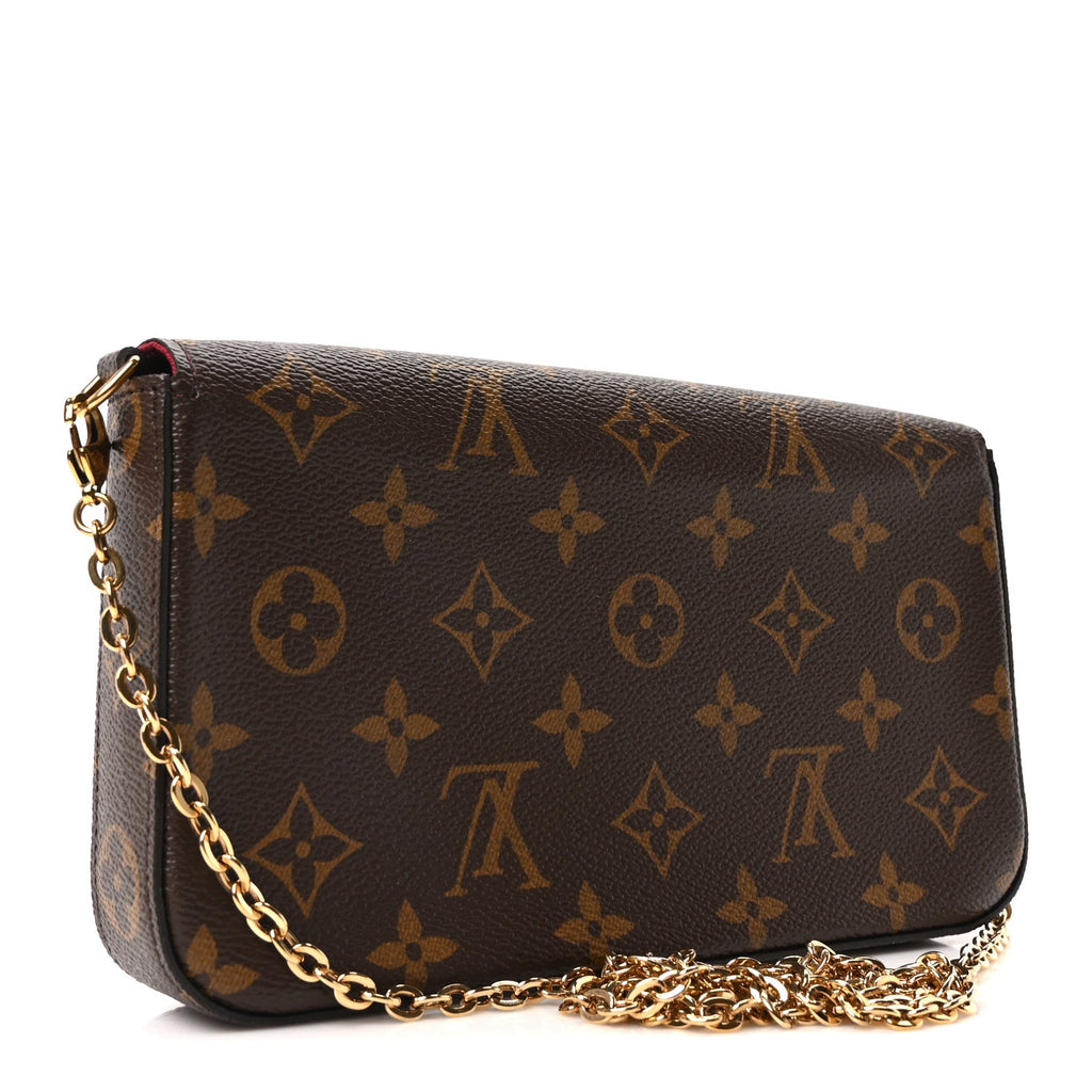 Louis Vuitton Monogram Pochette Felicie Chain Wallet Fuchsia