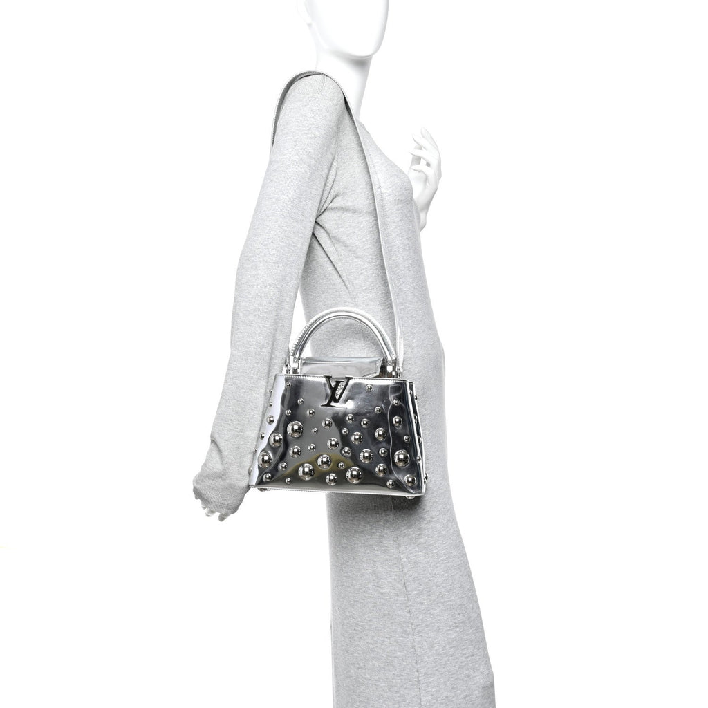 Louis Vuitton LV X YK Metallic Taurillon Brass Metal Dots Capucines BB Silver
