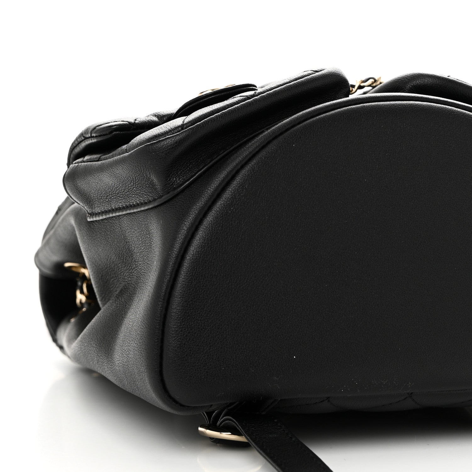 Chanel Calfskin Quilted Medium Duma Pockets Drawstring Backpack Black