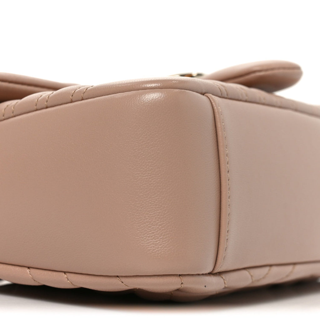 Gucci Lambskin Matelasse Medium GG Marmont Shoulder Bag Pink Beige