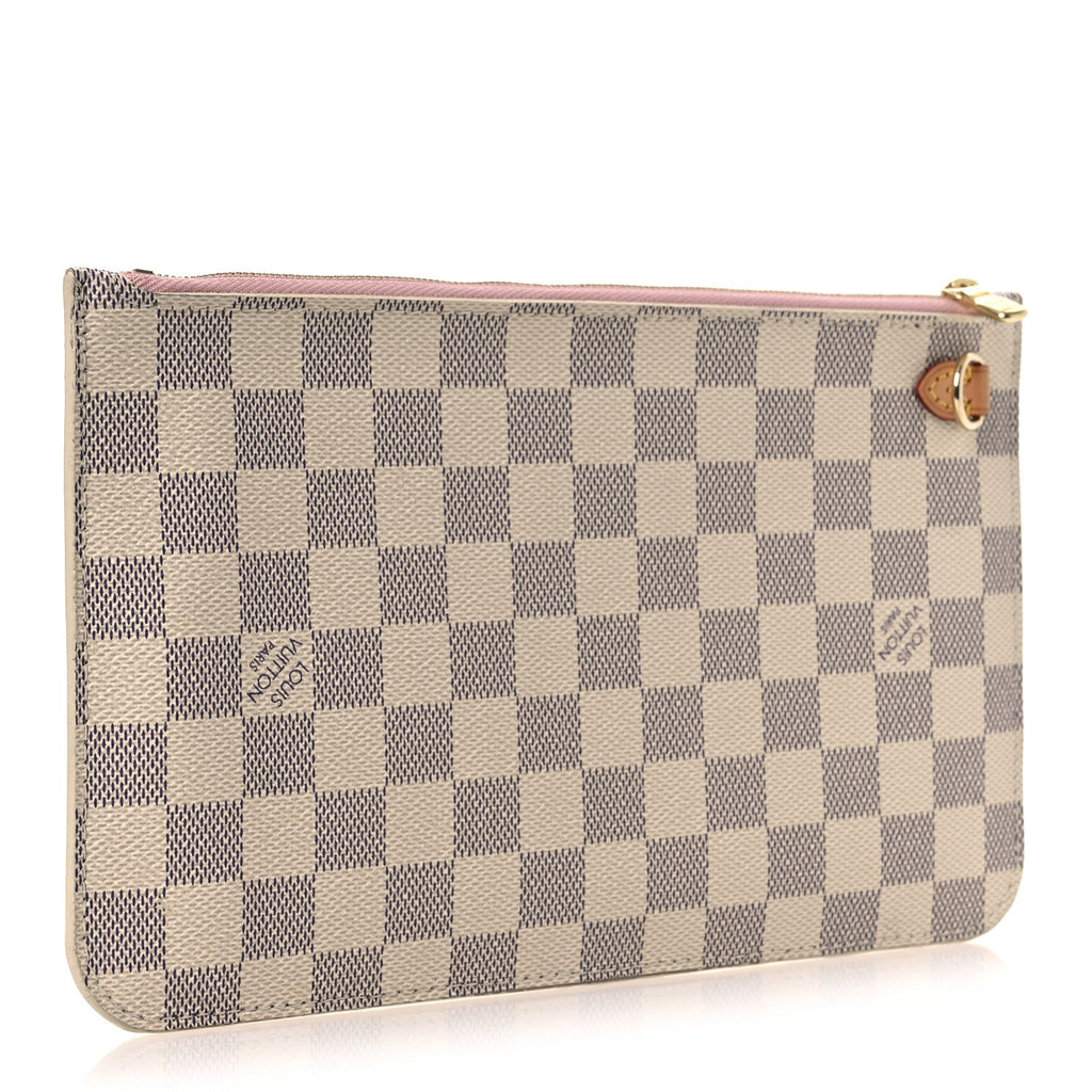 Louis Vuitton Damier Azur Neverfull MM GM Pochette Rose Ballerine