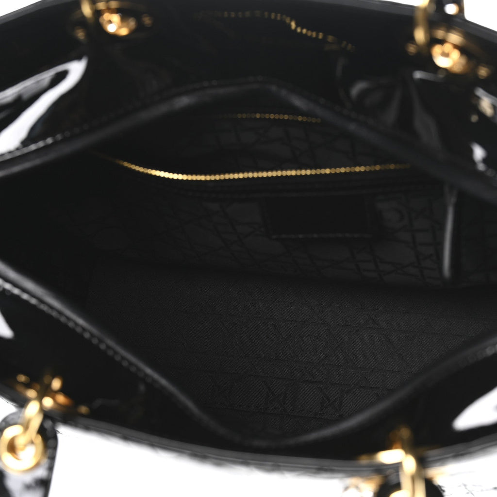 Christian Dior Patent Cannage Large Lady Dior Black