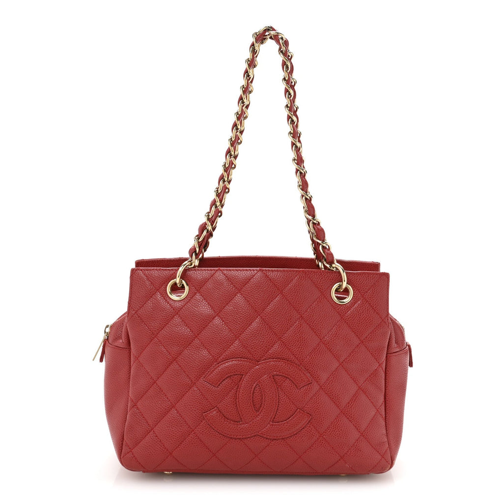 Chanel Caviar Quilted Petit Timeless Shopping Tote PTT Red