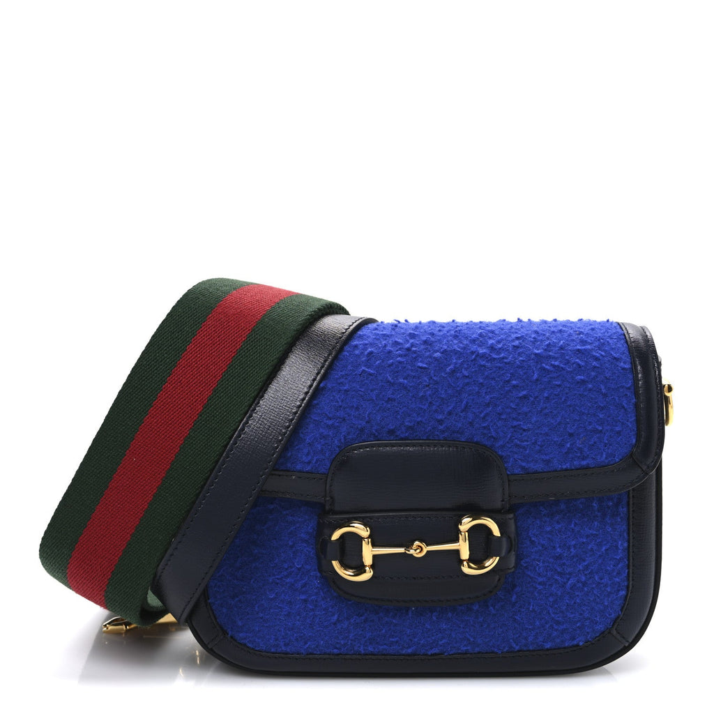 Gucci Casy Wool Azalea Calfskin Mini Horsebit 1955 Shoulder Bag Blue China