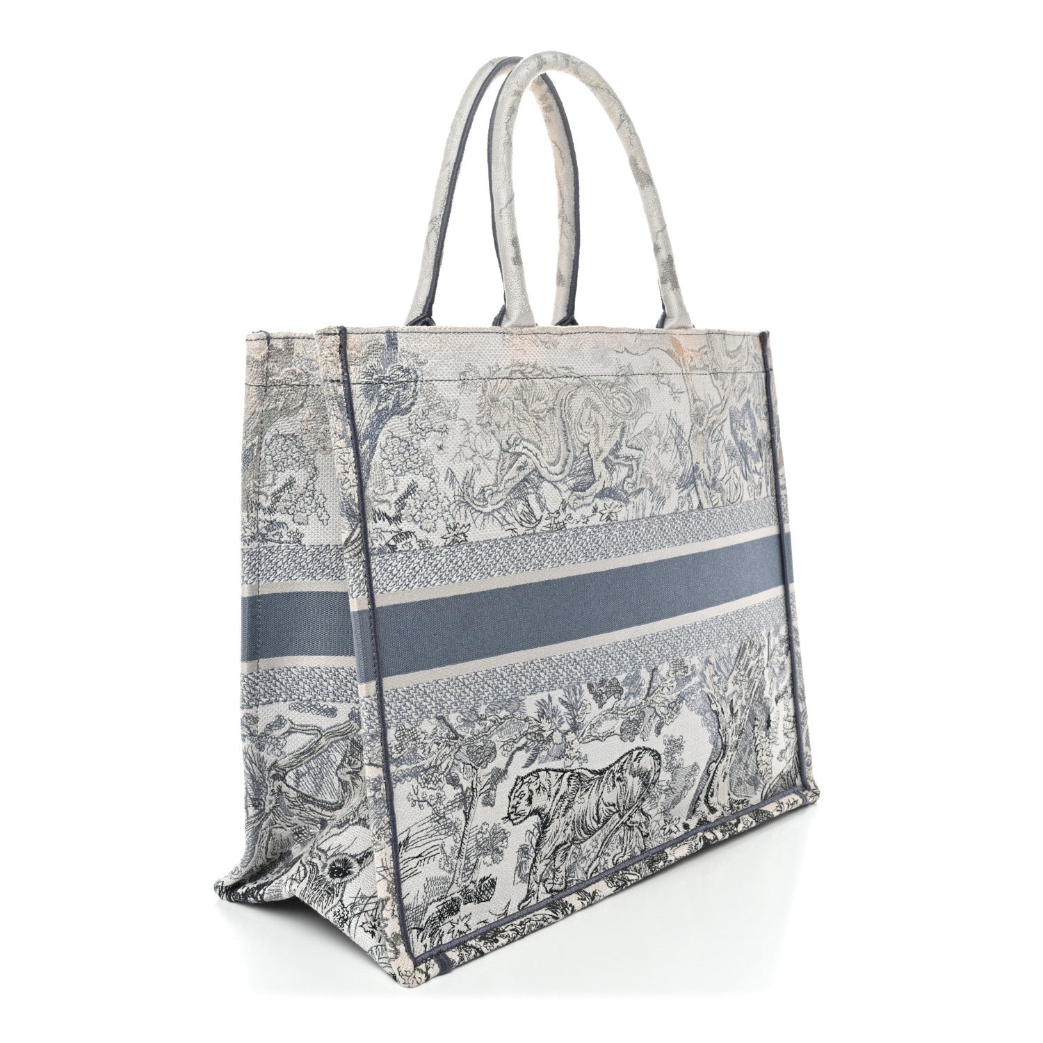 Christian Dior Gradient Canvas Embroidered Large Dioriviera Toile De Jouy Book Tote Blue