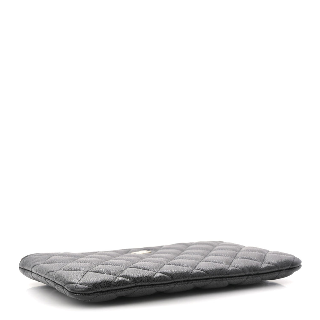 Caviar Quilted Small Zipped Pouch Black