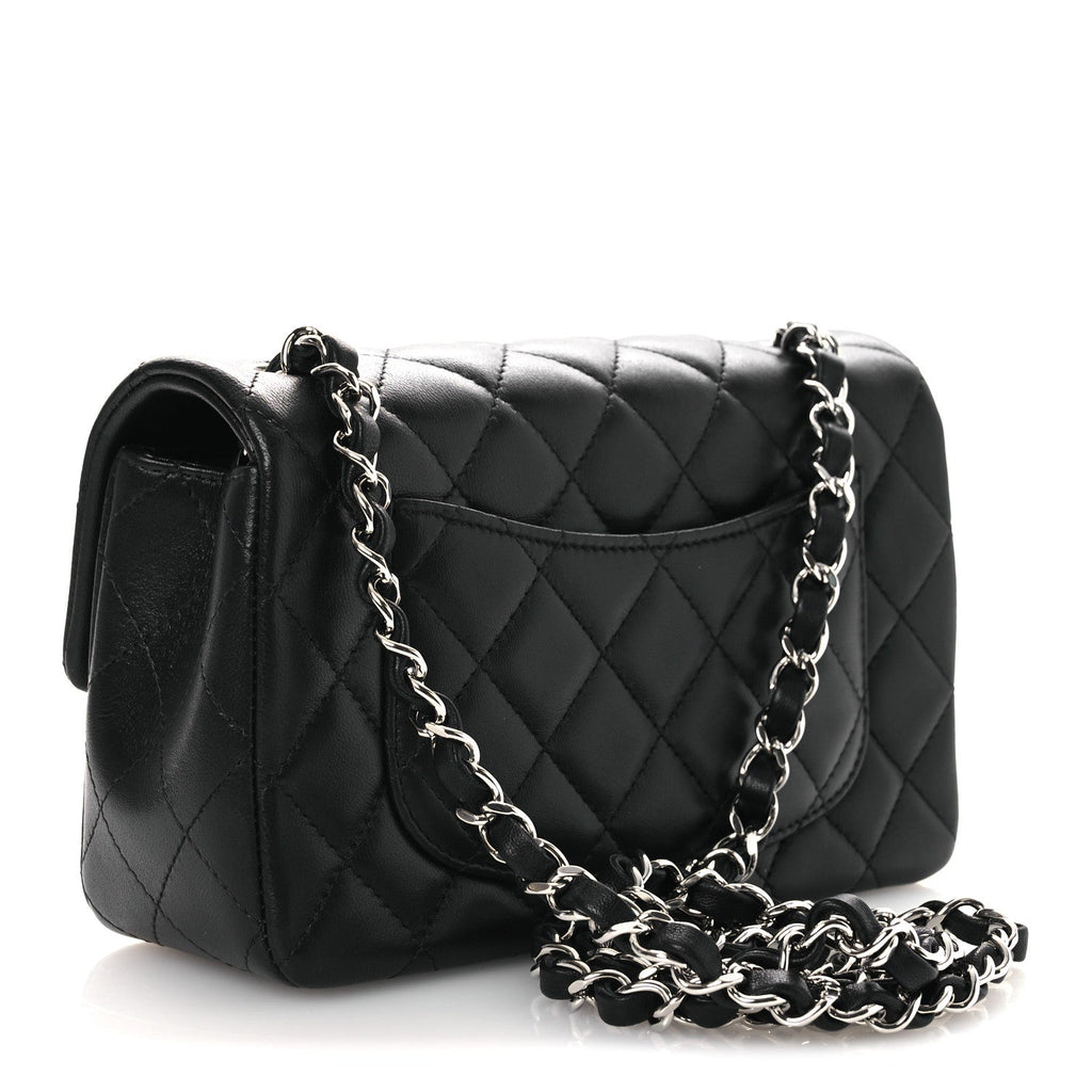 Chanel Lambskin Quilted Mini Rectangular Flap Black