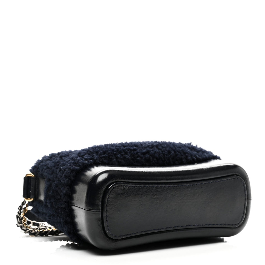 Chanel Shearling Small Gabrielle Hobo Navy