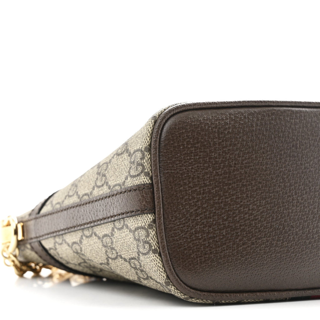Gucci GG Supreme Monogram Web Ophidia Chain Shoulder Bag Brown