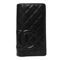 Calfskin Quilted Cambon Yen Wallet Black