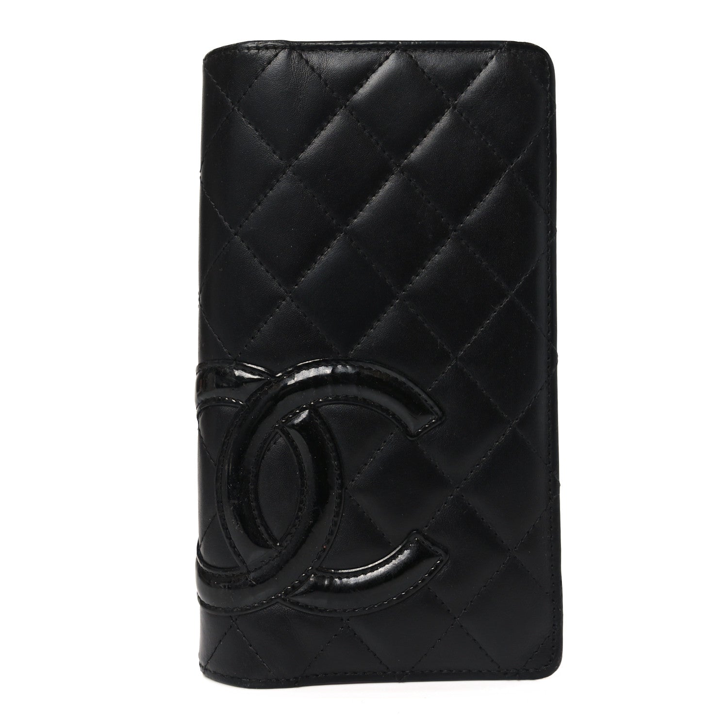 Calfskin Quilted Cambon Yen Wallet Black