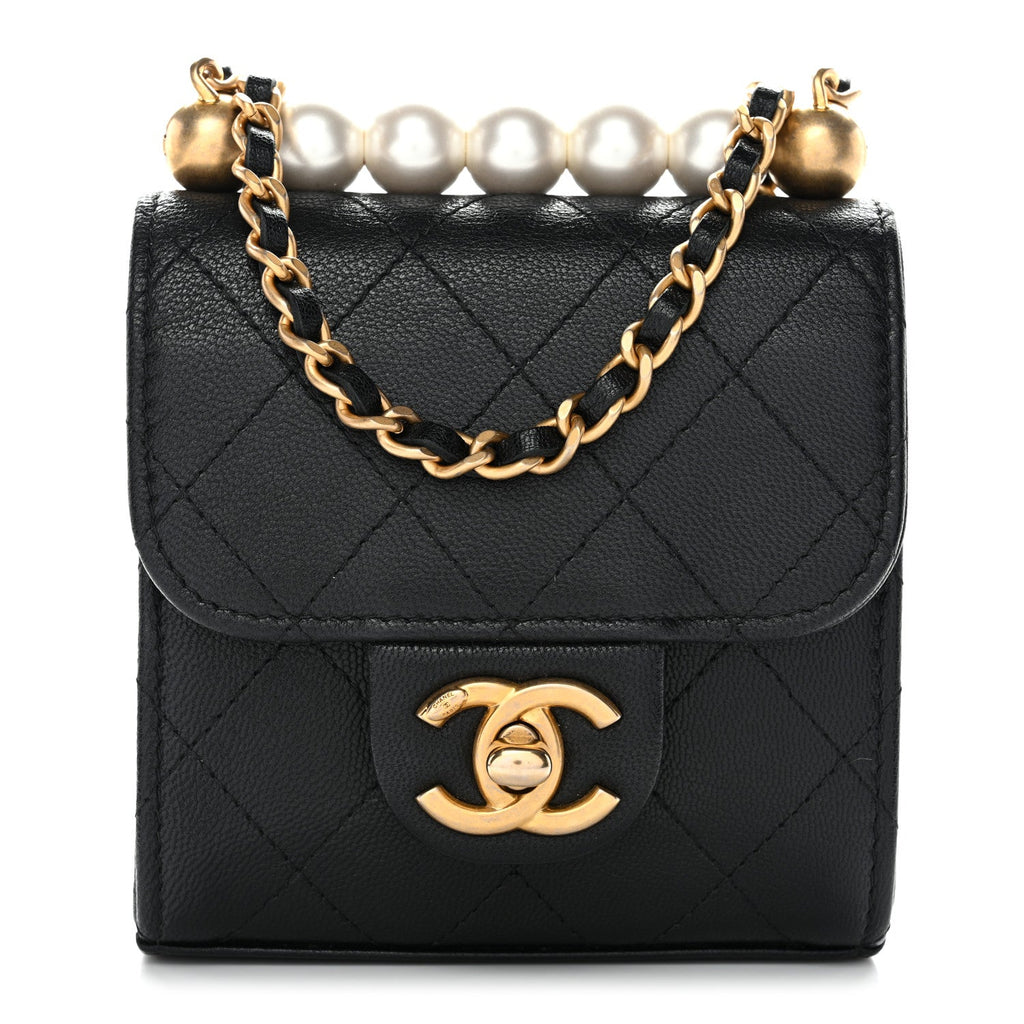 Chanel Lambskin Quilted Chic Pearls Flap Black