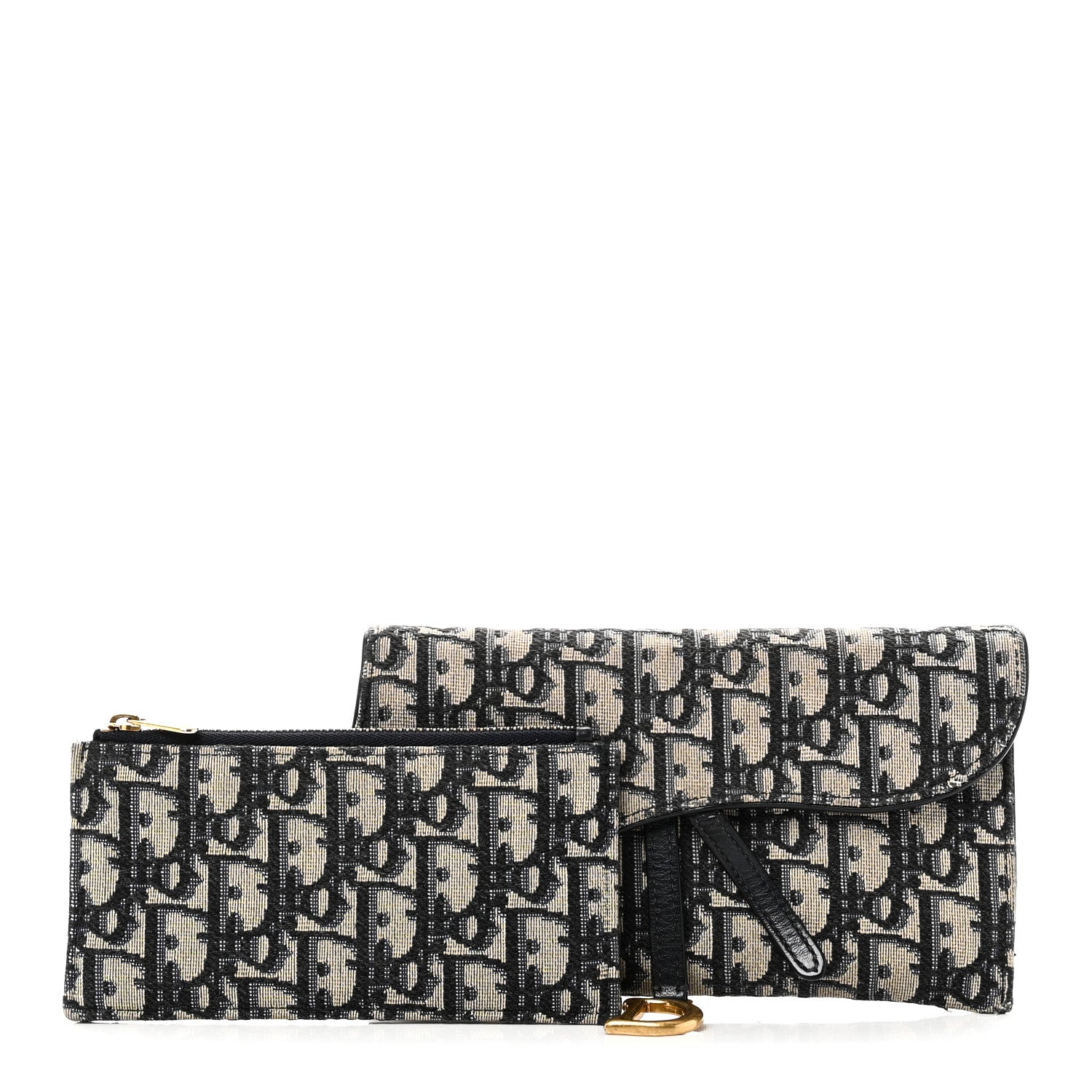 Christian Dior Oblique Saddle Chain Long Wallet Blue