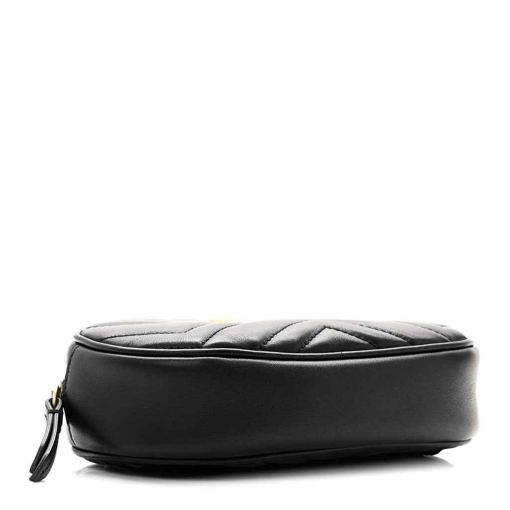 Gucci Calfskin Matelasse GG Marmont Belt Bag 85 34 Black