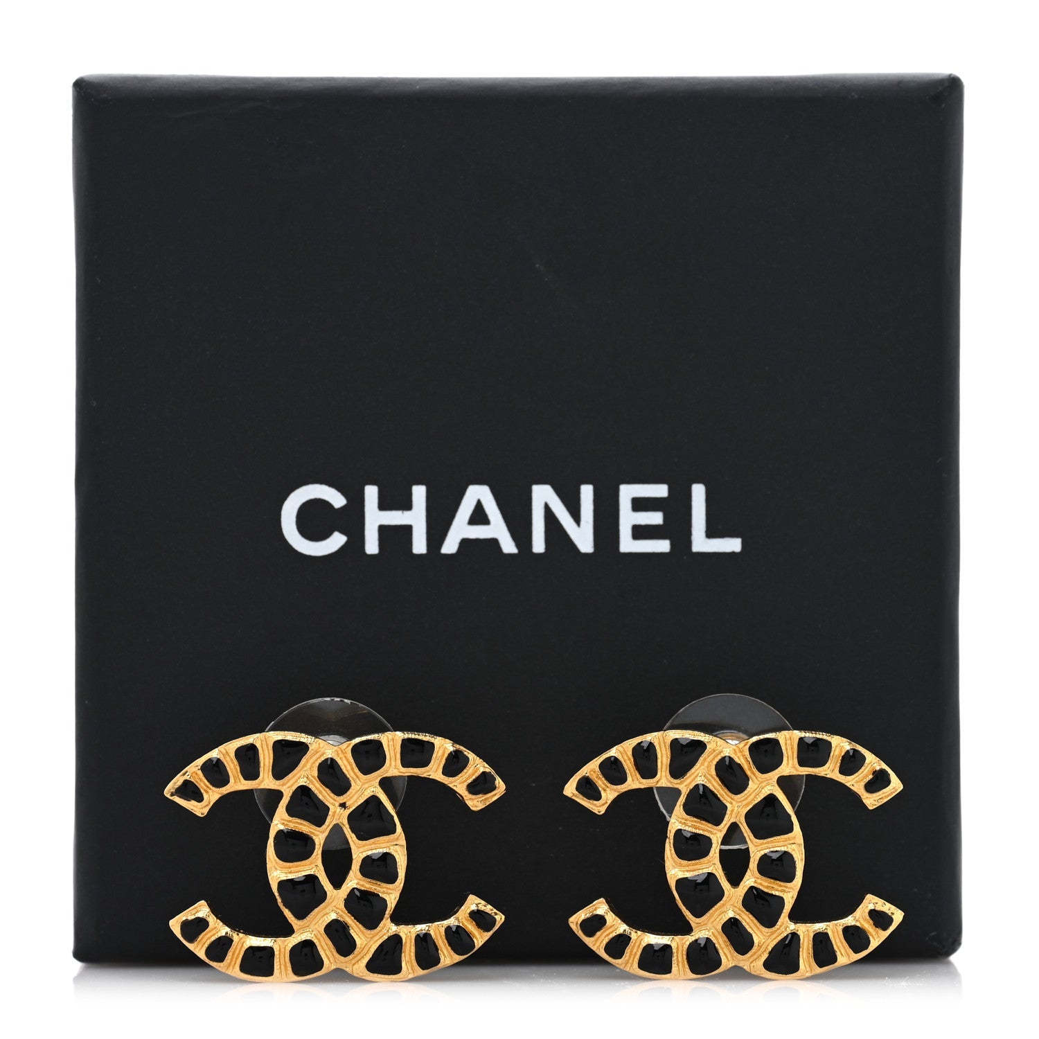 Resin Along The Nile CC Earrings Gold Black