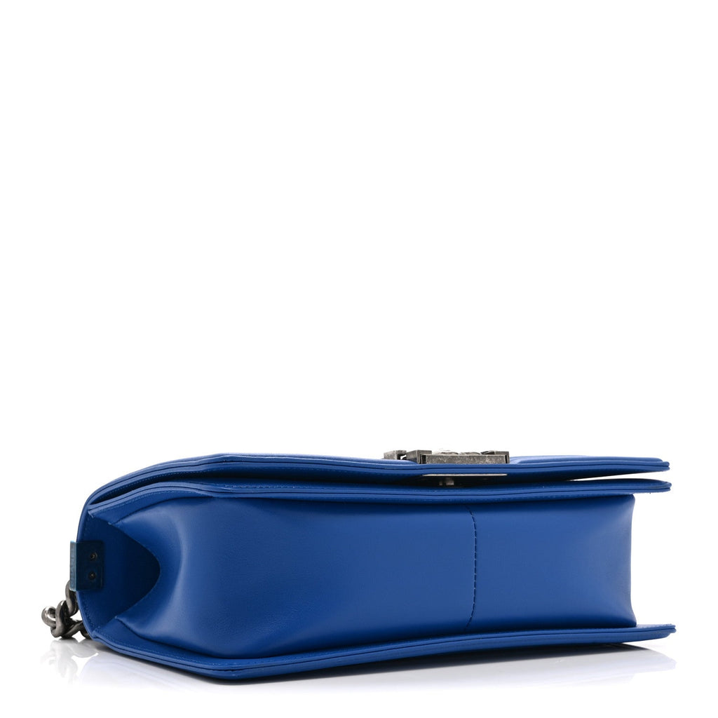 Chanel Lambskin Chevron Quilted Medium Boy Flap Blue