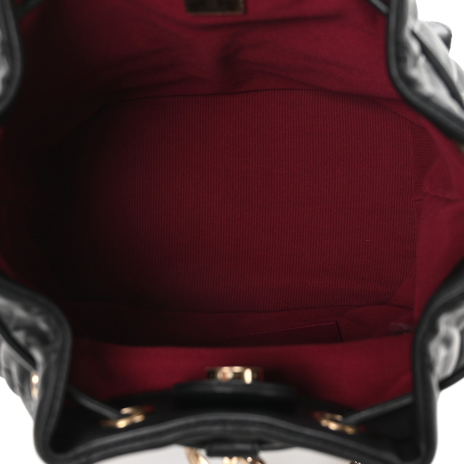 Chanel Lambskin Quilted Double Pocket Drawstring Backpack Black