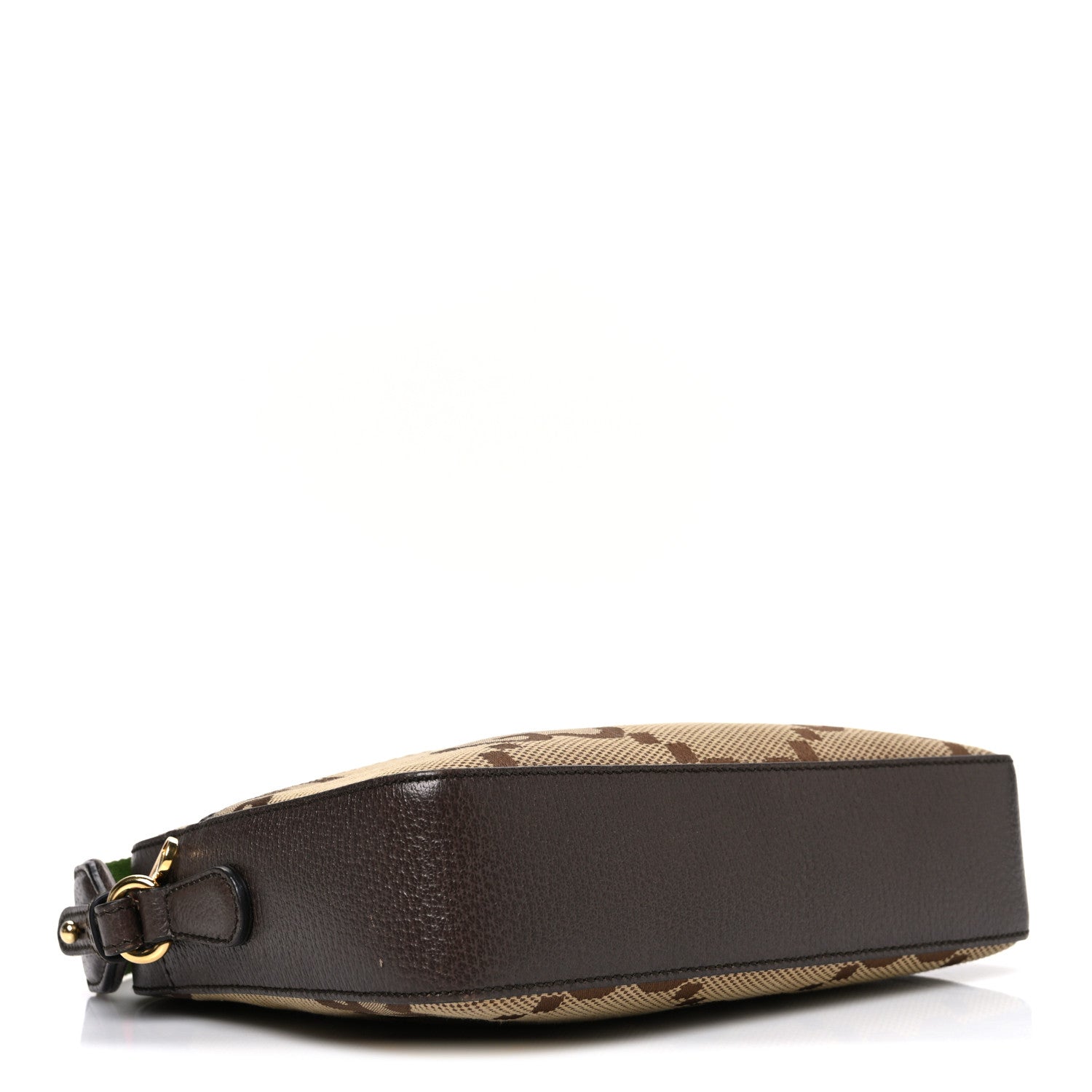 Gucci Monogram Jumbo GG Textured Dollar Calfskin Web Messenger Shoulder Bag Camel Ebony New Acero