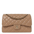 Chanel Caviar Quilted Jumbo Double Flap Beige