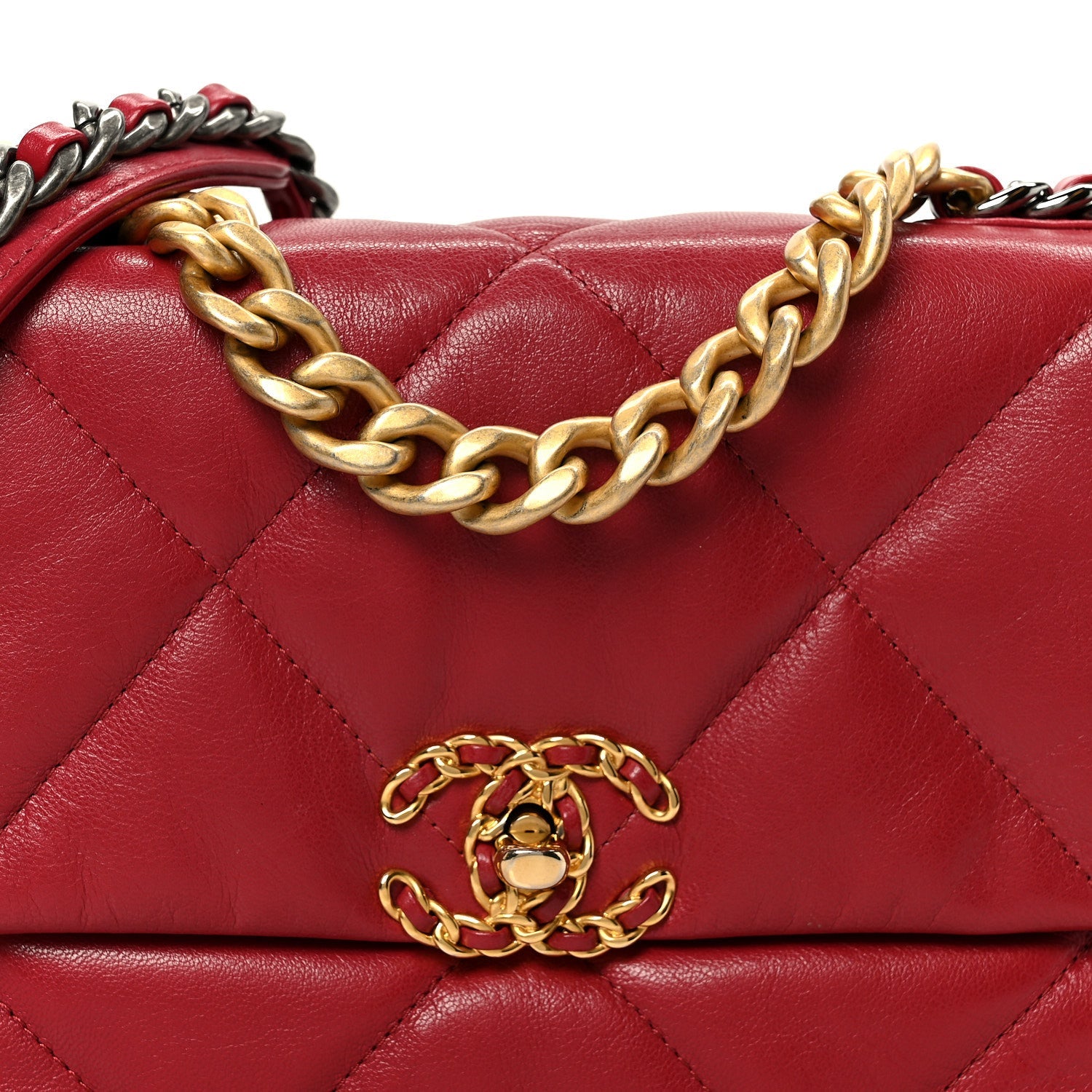 Chanel Goatskin Quilted Medium Chanel 19 Flap Red