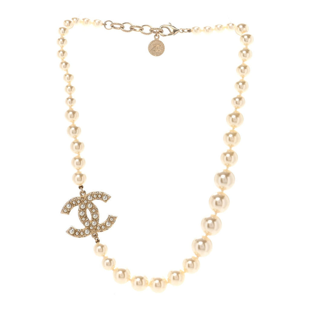 Pearl CC 100th Anniversary Necklace Light Gold