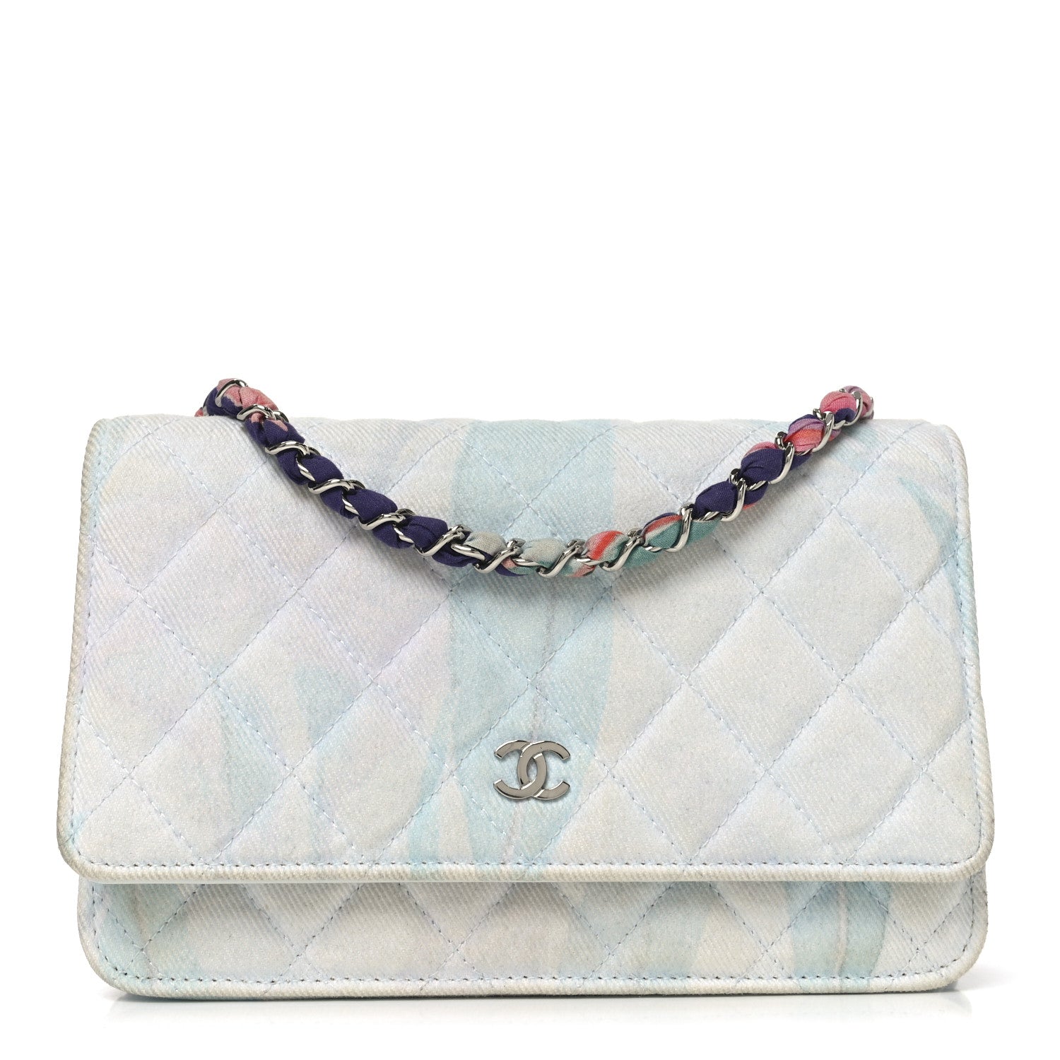 Chanel Canvas Quilted Jungle Jeans Wallet on Chain WOC Multicolor