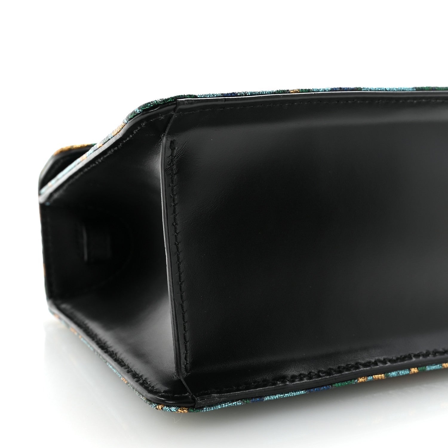 Gucci Iridescent Brocade Mini Sylvie Top Handle Bag Azure