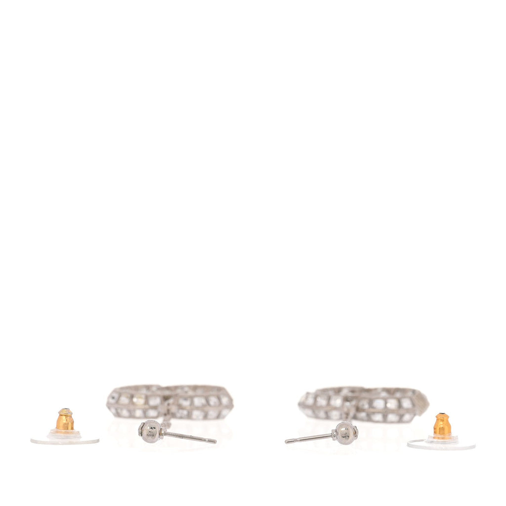 Baguette Crystal CC Drop Earrings Silver