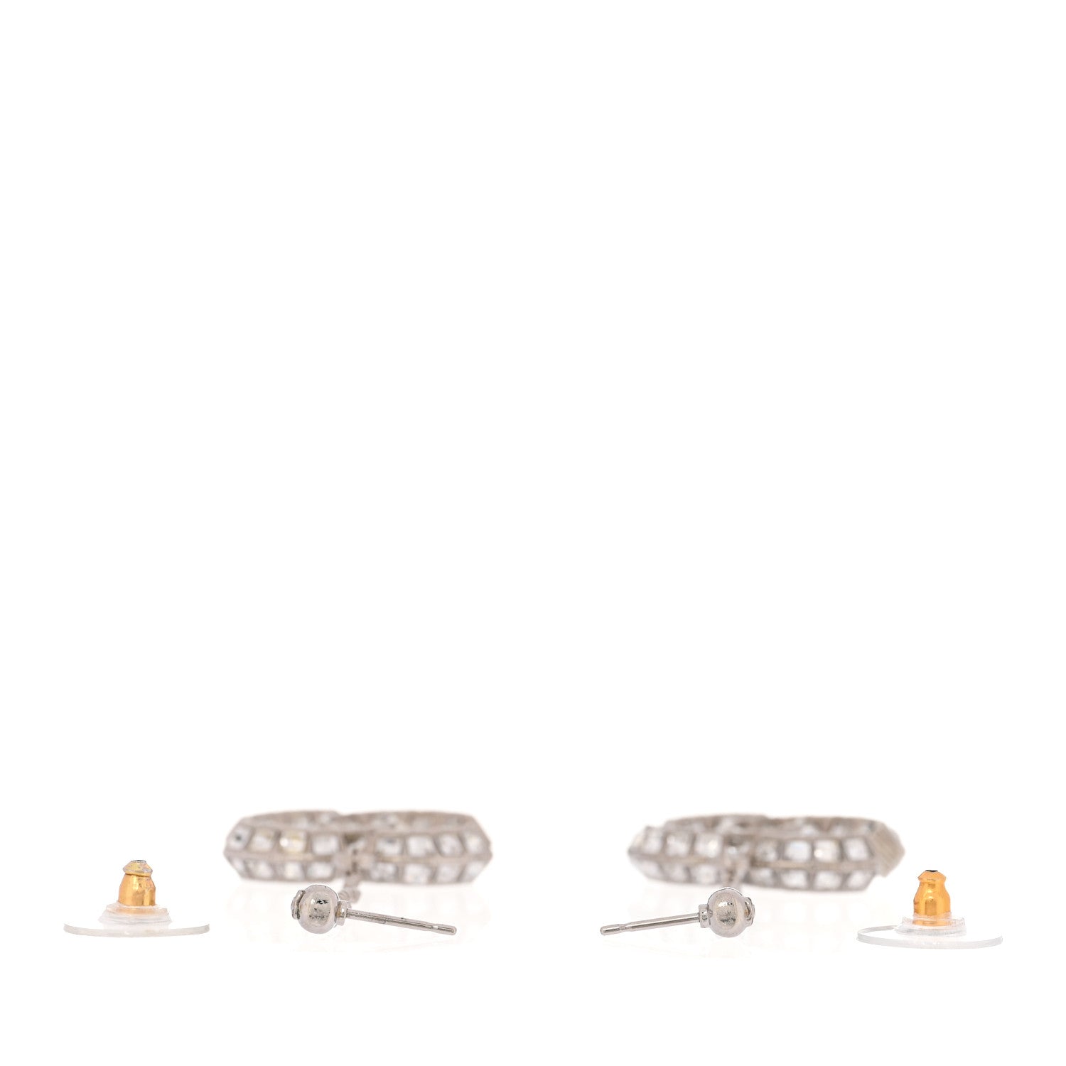 Baguette Crystal CC Drop Earrings Silver