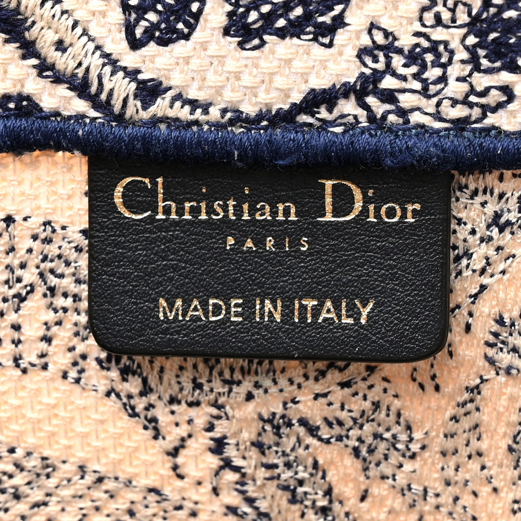 Christian Dior Canvas Embroidered Large Dioriviera Toile De Jouy Book Tote Blue