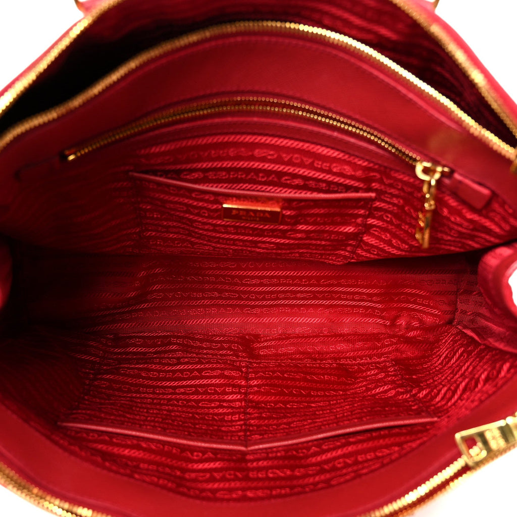 Prada Saffiano Lux Large Double Zip Tote Fuoco