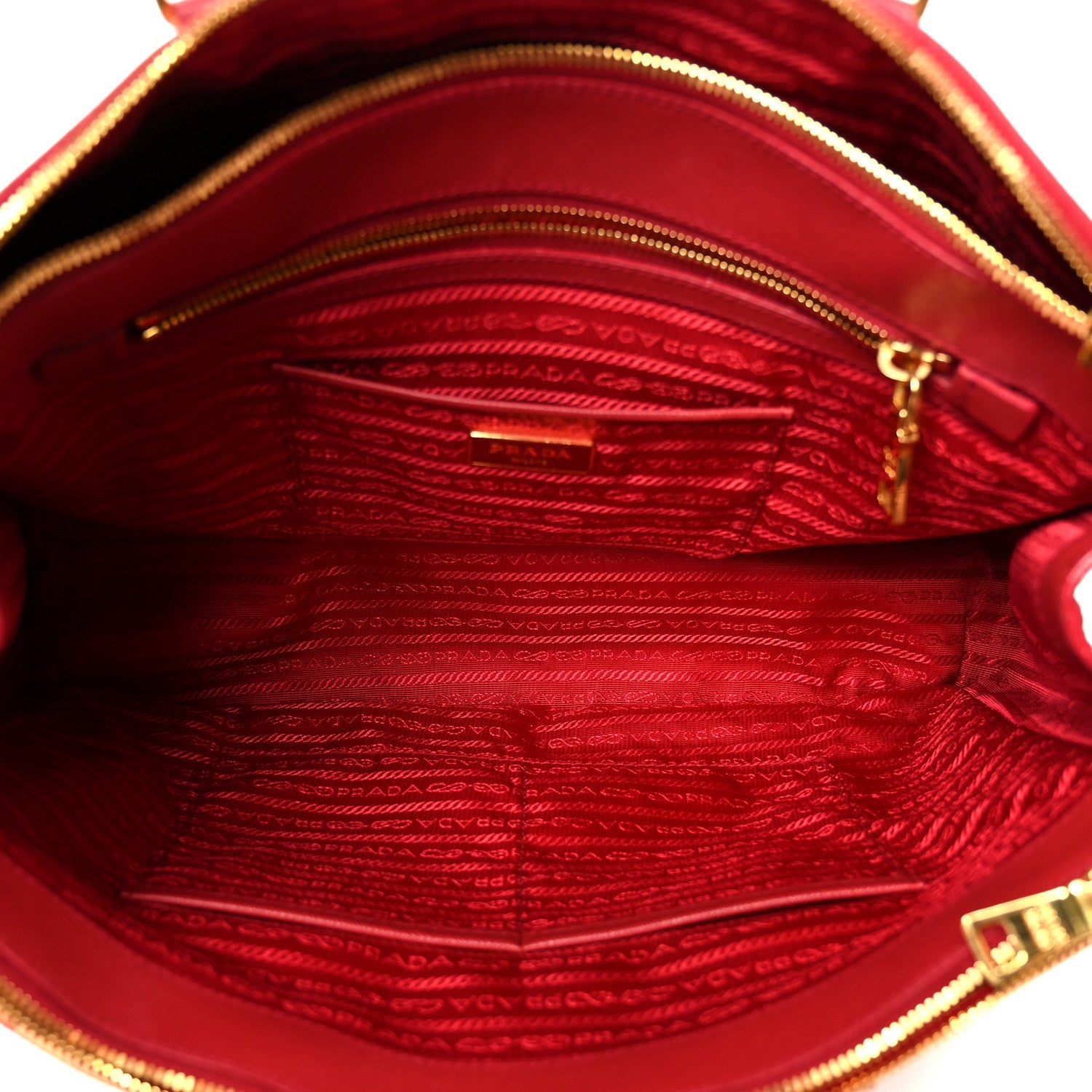 Prada Saffiano Lux Large Double Zip Tote Fuoco