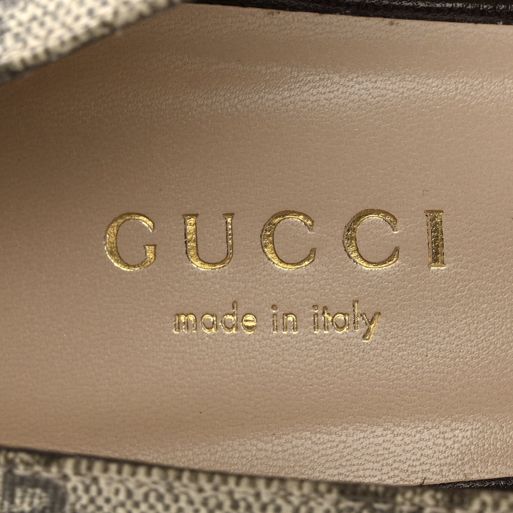 Gucci GG Supreme Monogram Malaga Kid Blondie Pumps 35.5 Beige Ebony New Acero