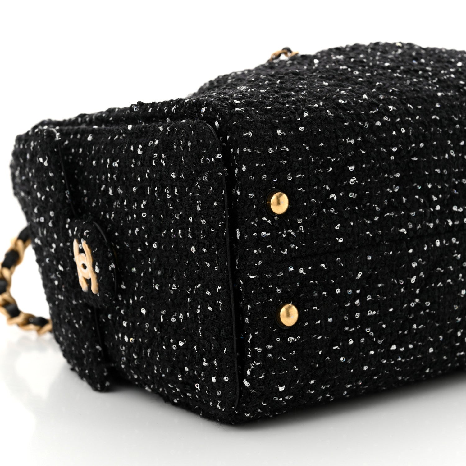 Chanel Tweed Quilted Small Chanel 25 Handbag Black