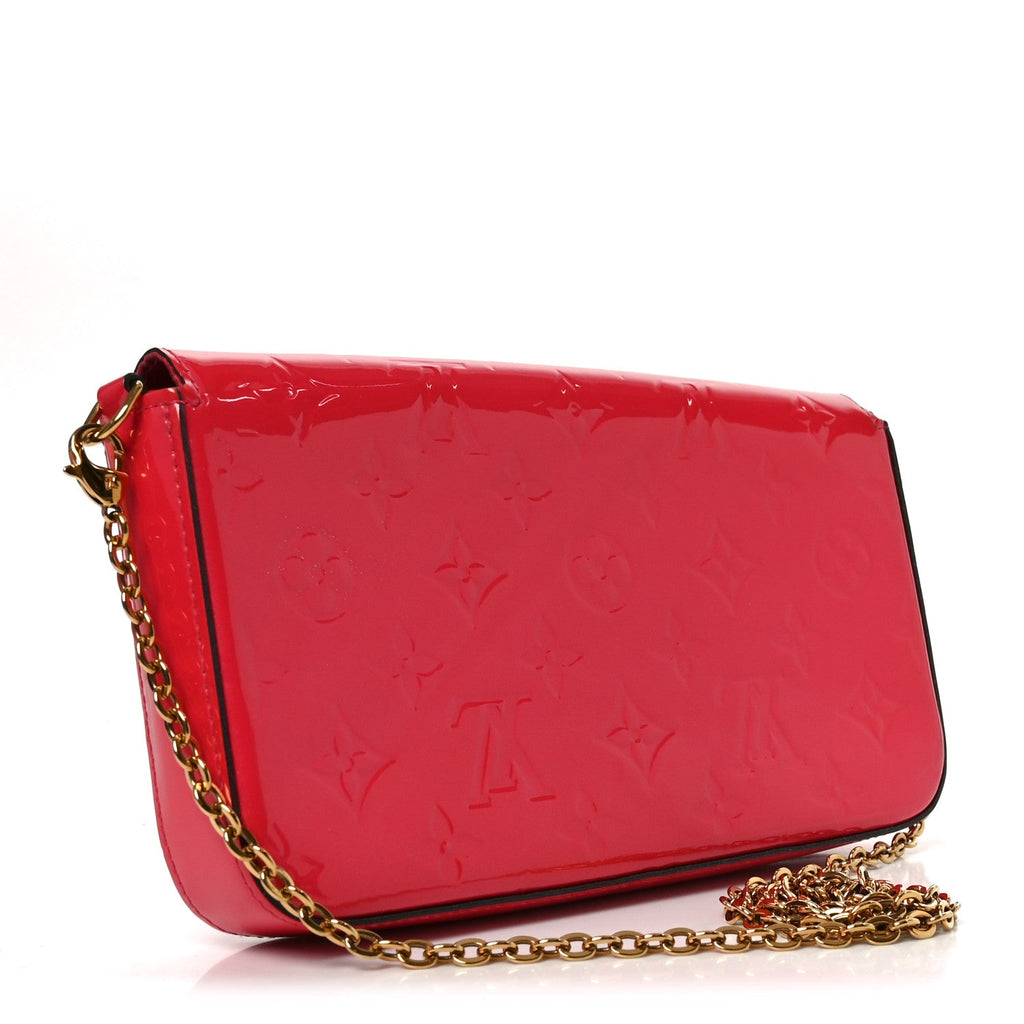 Louis Vuitton Vernis Felicie Pochette Chain Wallet Hot Pink