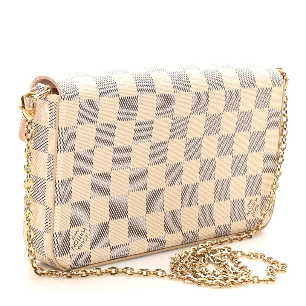 Louis Vuitton Damier Azur Pochette Felicie Chain Wallet Rose Ballerine