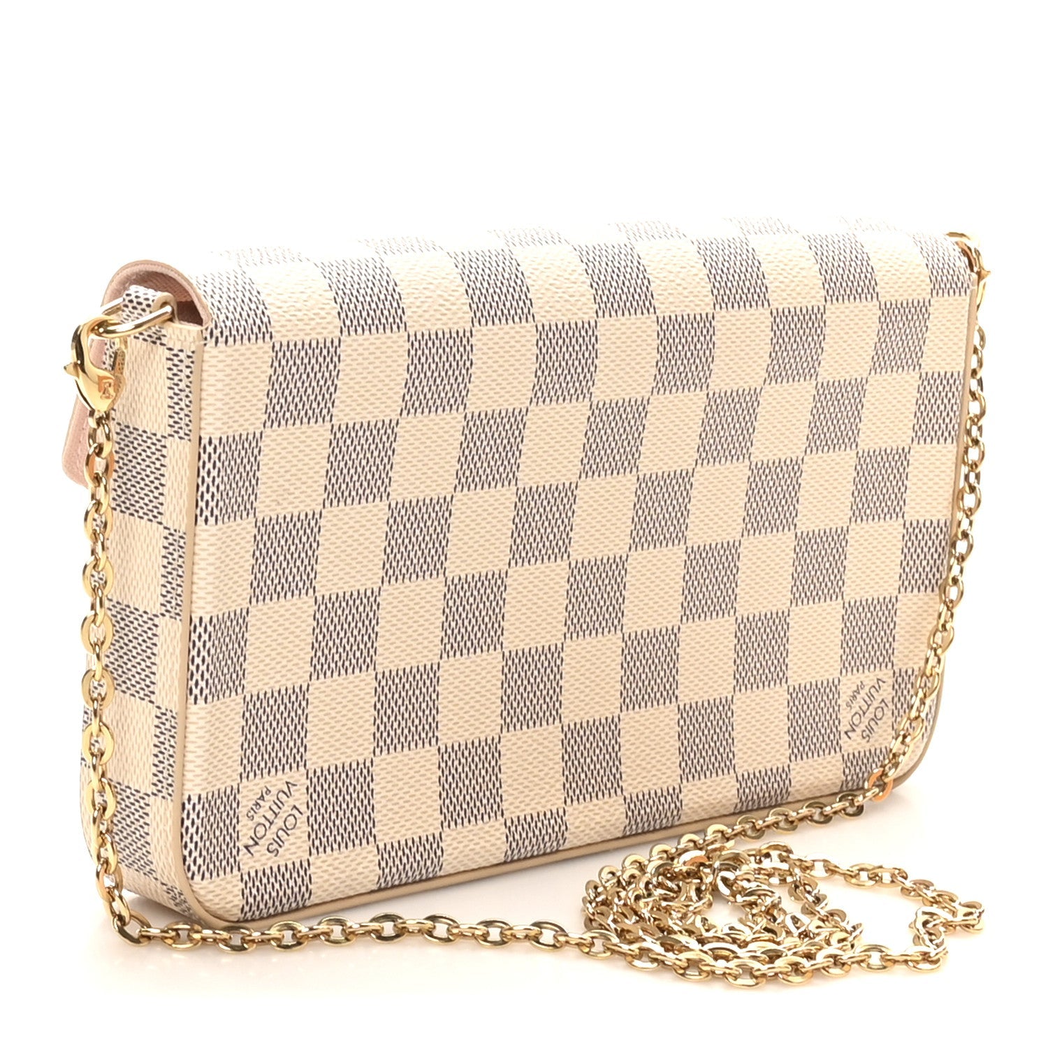 Louis Vuitton Damier Azur Pochette Felicie Chain Wallet Rose Ballerine